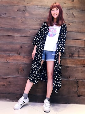 「Right-on（ライトオン）のアイテム（シャツワンピース）」を使った、Yü♡さん（レディース・169cm）の夏コーディネート