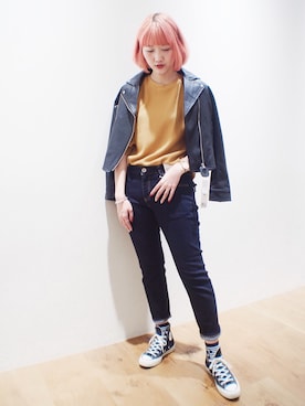 「BACK NUMBER（バックナンバー）のアイテム（ライダースジャケット）」を使った、Yü♡さん（レディース・169cm）の秋コーディネート