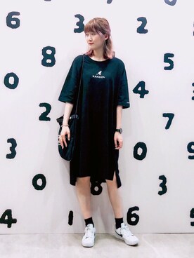 「KANGOL（カンゴール）のアイテム（ワンピース/ドレス）」を使った、Yü♡さん（レディース・170cm）の夏コーディネート
