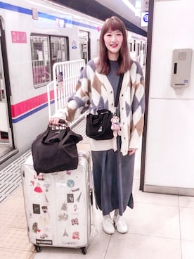 「アイテム（ワンピース/ドレス、ブルー系）」を使った、Yü♡さん（レディース・170cm）の冬コーディネート