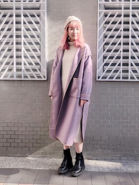 「SENSE OF PLACE by URBAN RESEARCH（センスオブプレイスバイアーバンリサーチ）のアイテム（ノーカラーコート）」を使った、Yü♡さん（レディース・169cm）の冬コーディネート