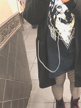 「網タイツ」｜「アイテム（チェスターコート）」を使った、れーやんさん（レディース・155cm）の春コーディネート