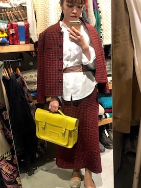 「WEAR昭和部」｜「アイテム（セットアップ）」を使った、スズナさん（レディース・154cm）の秋コーディネート