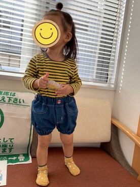 「Moujonjon（ムージョンジョン）のアイテム（トップス）」を使った、mikiさん（キッズ・90cm）の秋コーディネート