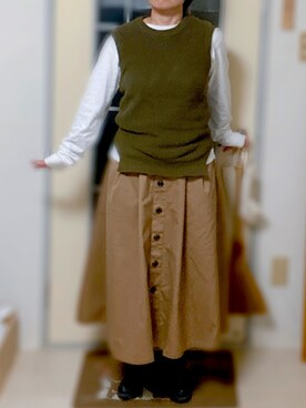 「AMERICAN HOLIC（アメリカンホリック）のアイテム（スカート、ベージュ系）」を使った、あぽーにゃさん（レディース・155cm）の秋コーディネート
