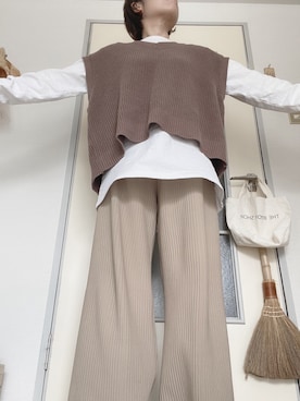 「Avail（アベイル）のアイテム（ベスト、ブラウン系）」を使った、あぽーにゃさん（レディース・155cm）の冬コーディネート