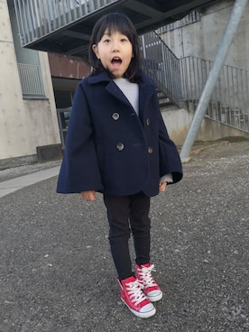 「BEAMS（ビームス）のアイテム（ピーコート）」を使った、RIyO.さん（レディース・156cm）の冬コーディネート