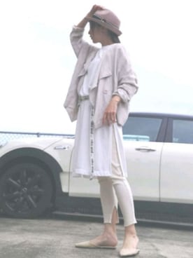 「ニコアンド」｜「アイテム（ノーカラージャケット）」を使った、RIyO.さん（レディース・157cm）の夏コーディネート