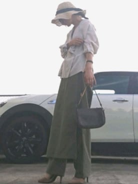 「ペーパーハット」｜「アイテム（ジャケット/アウター）」を使った、RIyO.さん（レディース・157cm）の夏コーディネート
