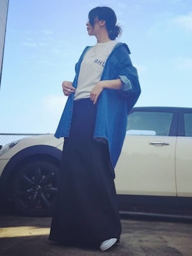「Chaco closet（チャコ クローゼット）のリラクシングAラインフレアワイドパンツ（その他パンツ）」を使った、RIyO.さん（レディース・157cm）の夏コーディネート