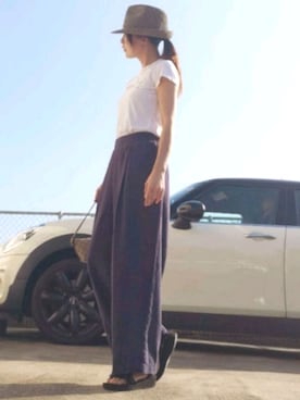 「niko and...（ニコアンド）のCLEARリネンレーヨンワイドパンツ（その他パンツ）」を使った、RIyO.さん（レディース・157cm）の夏コーディネート