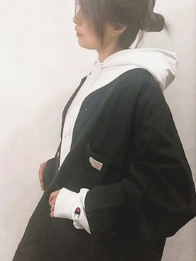 「ワンポイント」｜「アイテム（ブルゾン）」を使った、RIyO.さん（レディース・157cm）の秋コーディネート