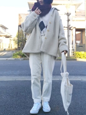 「アプレジュール」｜「アイテム（その他アウター）」を使った、RIyO.さん（レディース・157cm）の冬コーディネート