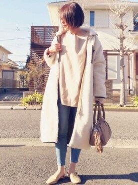 「zozoデニム」｜「アイテム（その他アウター）」を使った、RIyO.さん（レディース・157cm）の冬コーディネート