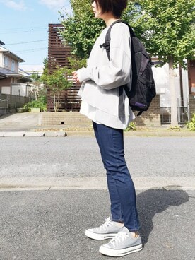 「アントマリーズ」｜「アイテム（スウェット）」を使った、RIyO.さん（レディース・157cm）の秋コーディネート