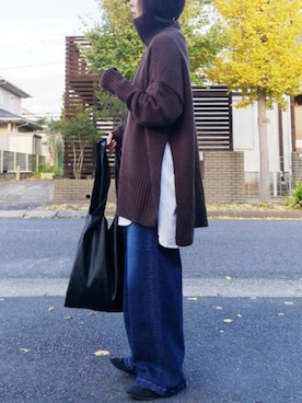 「スリット」｜「アイテム（バレエシューズ）」を使った、RIyO.さん（レディース・159cm）の秋コーディネート