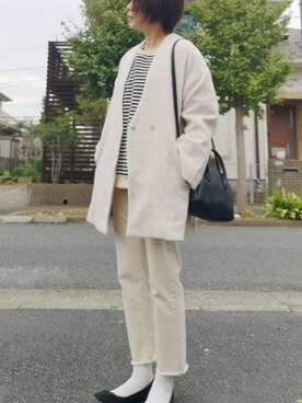 「SENSE OF PLACE by URBAN RESEAR」｜「アイテム（ノーカラージャケット）」を使った、RIyO.さん（レディース・159cm）の秋コーディネート