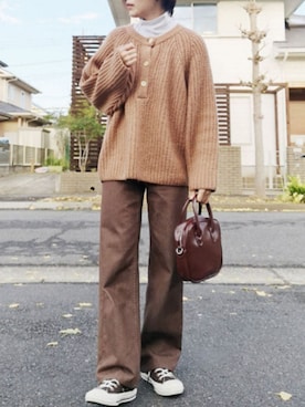 「chocomee（チョコミー）のアイテム（ニット/セーター）」を使った、RIyO.さん（レディース・159cm）の冬コーディネート