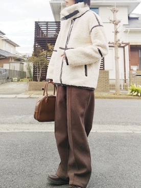 「pr」｜「アイテム（ブルゾン）」を使った、RIyO.さん（レディース・159cm）の冬コーディネート