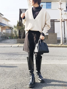 「pr」｜「アイテム（ブーツ）」を使った、RIyO.さん（レディース・159cm）の冬コーディネート