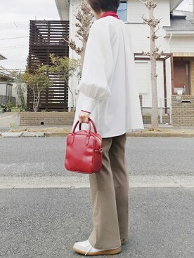「pr」｜「アイテム（スラックス）」を使った、RIyO.さん（レディース・159cm）の冬コーディネート