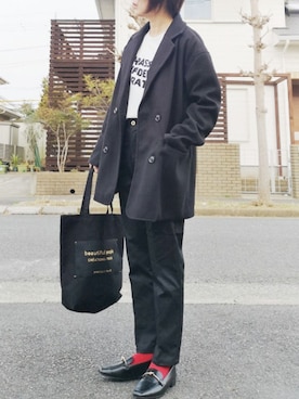「JUNOAH（ジュノア）のアイテム（ダウンジャケット/コート）」を使った、RIyO.さん（レディース・159cm）の冬コーディネート