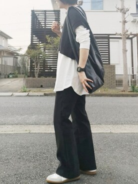 「pr」｜「アイテム（スラックス）」を使った、RIyO.さん（レディース・159cm）の春コーディネート