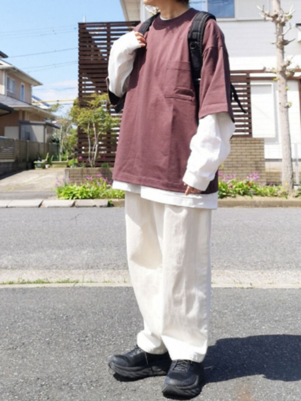「シンプルコーデ、オトナカジュアル、おしゃれさんと繋がりたい、ビッグシルエット、メンズライク、メンズライク女子、nowm、nowm_snap、pr、オーバーサイズ」｜「無印良品のアイテム（デニムパンツ、ホワイト系）」を使った、RIyO.さん（レディース・159cm）の春コーディネートの1枚目の写真