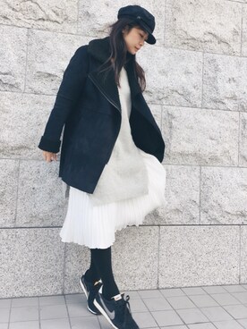 「YEVS（イーブス）のアイテム（ムートンコート）」を使った、miyacoさん（レディース・163cm）の冬コーディネート