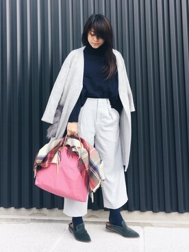 「バブーシュ」｜「アイテム（ノーカラージャケット）」を使った、miyacoさん（レディース・163cm）の冬コーディネート