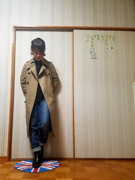 「HYKE」｜「アイテム（トレンチコート）」を使った、えりつぃんさん（レディース・151cm）の秋コーディネート