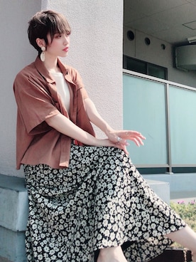 「LOWRYS FARM（ローリーズファーム）のショートＣＰＯシャツ　841006（シャツ/ブラウス）」を使った、はる  さん（レディース・162cm）の夏コーディネート