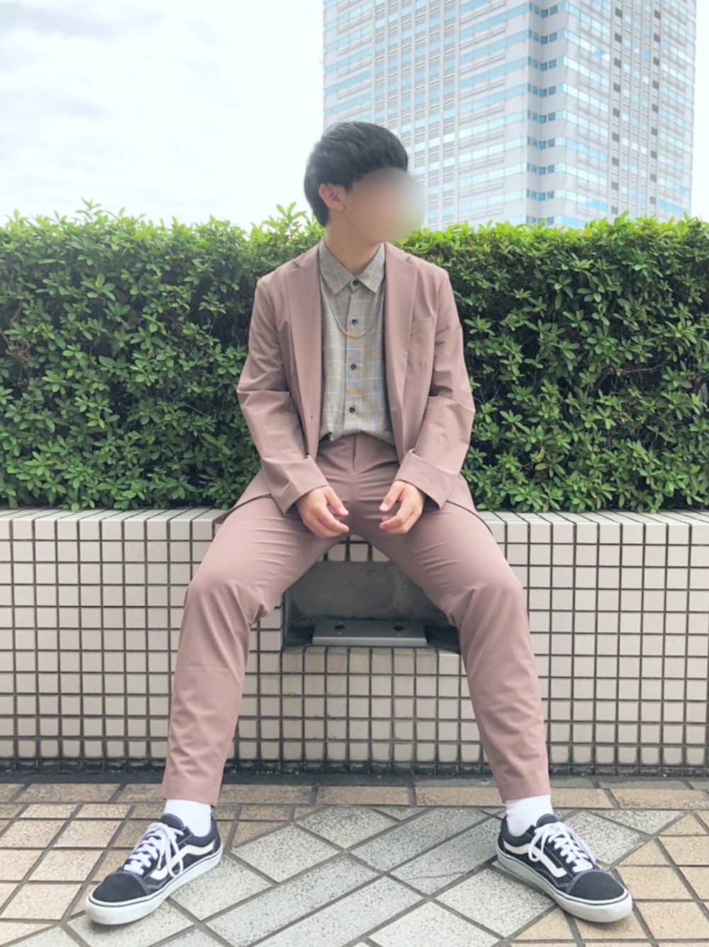 「お洒落さんとつながりたい、秋のコーデ、キレイめ、セットアップ、ブラウン、チェック柄に恋してる、タックイン、プチプラ、GU、いいね、save、フォローお願いします🤑」｜「GUのアイテム（スーツジャケット、ブラウン系）」を使った、ゆーきさん（メンズ・168cm）の秋コーディネートの1枚目の写真