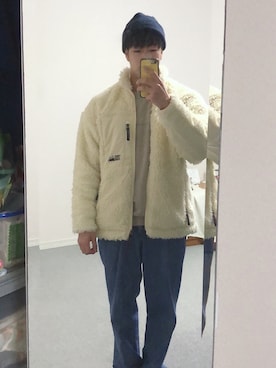 「アイテム（ニットキャップ/ビーニー、ブルー系）」を使った、KOUTAさん（メンズ・163cm）の冬コーディネート