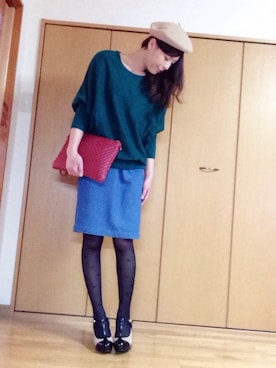 「ドルマン」｜「アイテム（ハンチング/ベレー帽）」を使った、shimaさん（レディース・164cm）の冬コーディネート