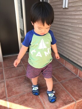 「アイテム（サンダル、ブルー系）」を使った、ayaさん（キッズ・80cm）の夏コーディネート
