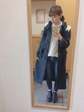 「earth music&ecology（アースミュージックアンドエコロジー）のアイテム（ダッフルコート）」を使った、のんさん（レディース・167cm）の冬コーディネート