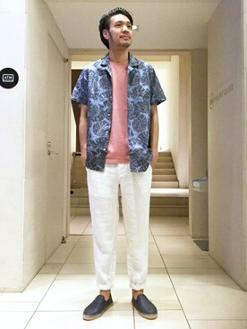 Sc ボタニカルプリント オープンカラー アロハシャツ を使ったメンズ人気ファッションコーディネート Wear