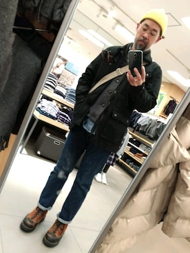 「さんぽ」｜「アイテム（ジャケット/アウター）」を使った、ワンワンさん（メンズ・170cm）の冬コーディネート