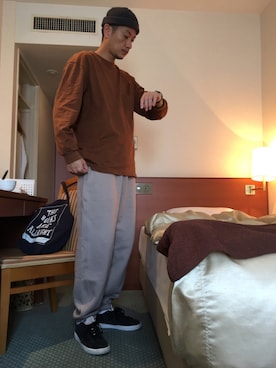 「SEVENDAYS=SUNDAY（セブンデイズサンデイ）のアイテム（帽子）」を使った、rennwaltersさん（メンズ・175cm）の秋コーディネート