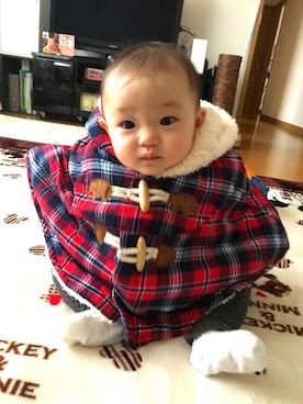 「Moujonjon（ムージョンジョン）のアイテム（ママ＆ベビー）」を使った、mitsukiさん（キッズ・70cm）の秋コーディネート