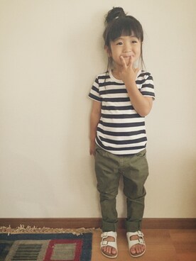 「カーキパンツ」｜suzusukeさん（キッズ・110cm）の夏コーディネート