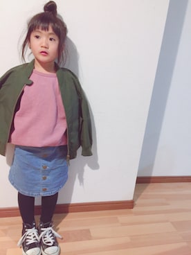 「おんなのこコーデ」｜「アイテム（MA-1）」を使った、suzusukeさん（キッズ・110cm）の冬コーディネート