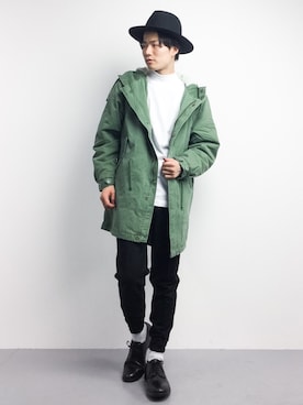 「ZIP FIVE（ジップファイブ）のアイテム（モッズコート）」を使った、武井一輝さん（メンズ・173cm）の冬コーディネート