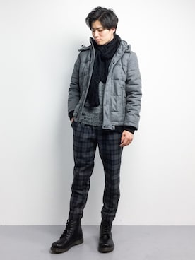 「ZIP FIVE（ジップファイブ）のアイテム（ブーツ）」を使った、武井一輝さん（メンズ・173cm）の冬コーディネート