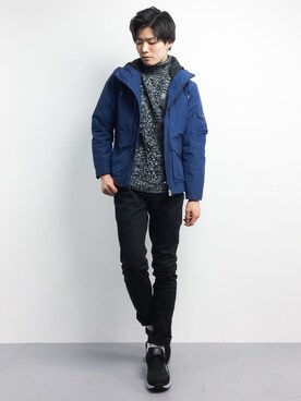 「green label relaxing（グリーンレーベルリラクシング）のアイテム（マウンテンパーカー）」を使った、武井一輝さん（メンズ・173cm）の冬コーディネート