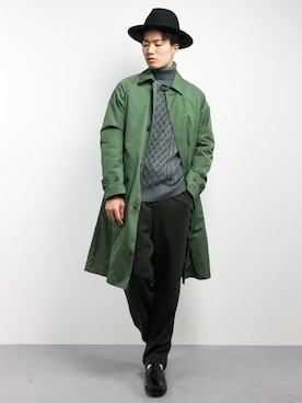 「JUNRED（ジュンレッド）の【ゆったり暖かい】ウォームクロスワイドテーパードパンツ（その他パンツ）」を使った、武井一輝さん（メンズ・173cm）の冬コーディネート