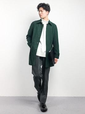 「Denime（ドゥニーム）のアイテム（ステンカラーコート）」を使った、武井一輝さん（メンズ・173cm）の冬コーディネート