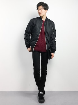 「アイテム（MA-1）」を使った、武井一輝さん（メンズ・173cm）の冬コーディネート
