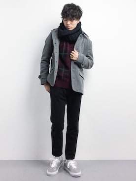「ZIP FIVE -White Line-（ジップファイブホワイトライン）のアイテム」を使った、武井一輝さん（メンズ・173cm）の冬コーディネート